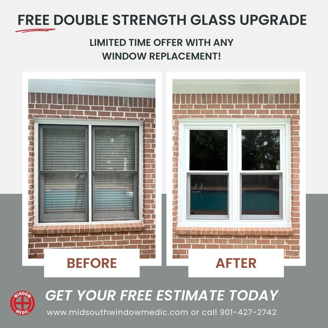 Free Double Strength Glass Vinyl Windows
