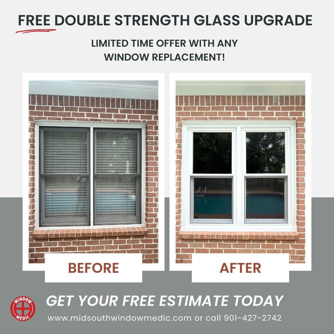 Free Double Strength Glass Vinyl Windows